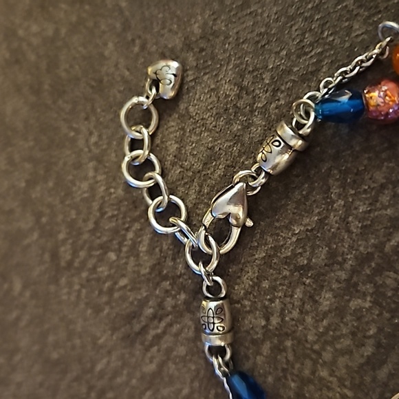 BRIGHTON Deco Bright Glass Beaded Heart Charm Double Chain Bracelet - Picture 5 of 7